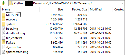 ZenFone Zoom ZX551ML Firmware Contents