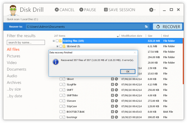 disk drill recovery on windows 7