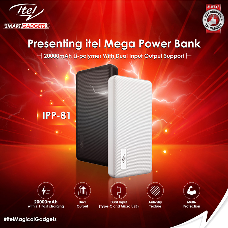 itel Power Bank IPP-81 with Massive 20000mAh Capacity Launched at INR ...